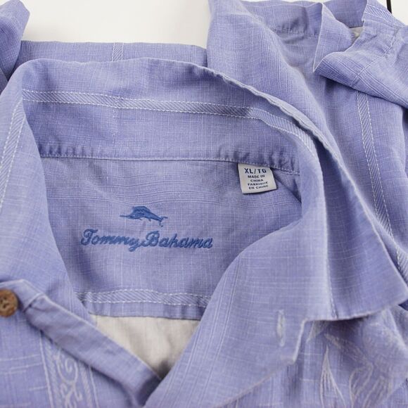 Tommy Bahama Blue 100% Silk Floral Short Sleeve Relaxed Button Camp Shirt Sz XL - Picture 6 of 9